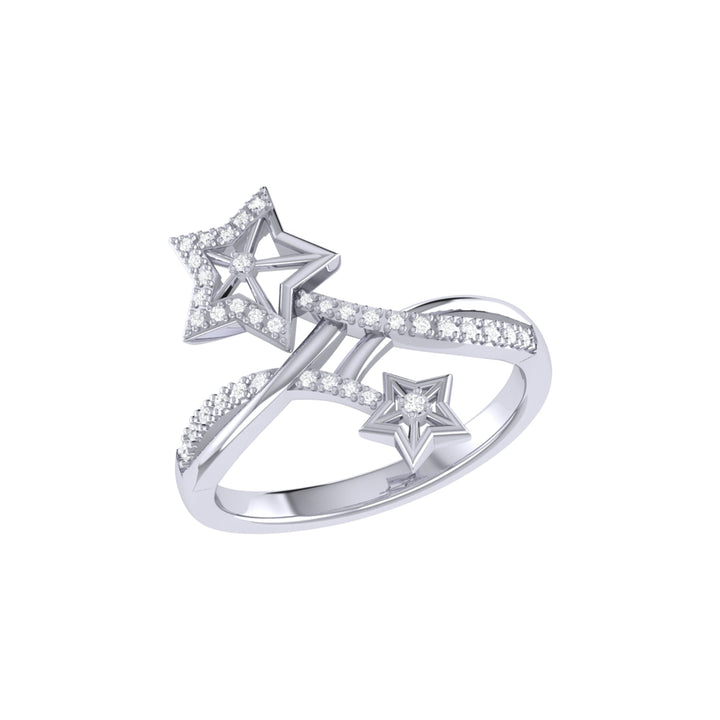 Stars Entwined Diamond Ring in 14K White Gold