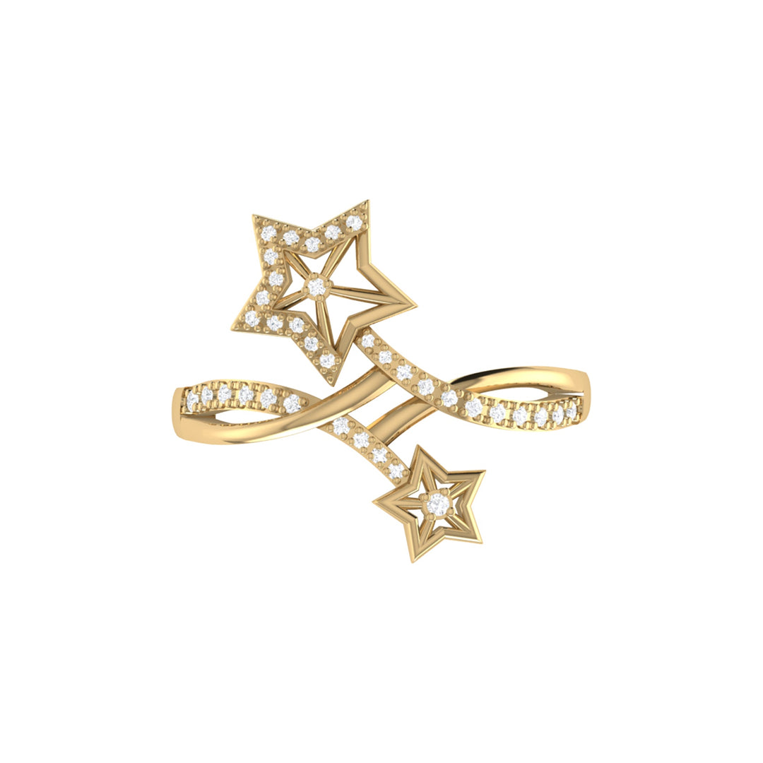 Stars Entwined Diamond Ring in 14K Yellow Gold