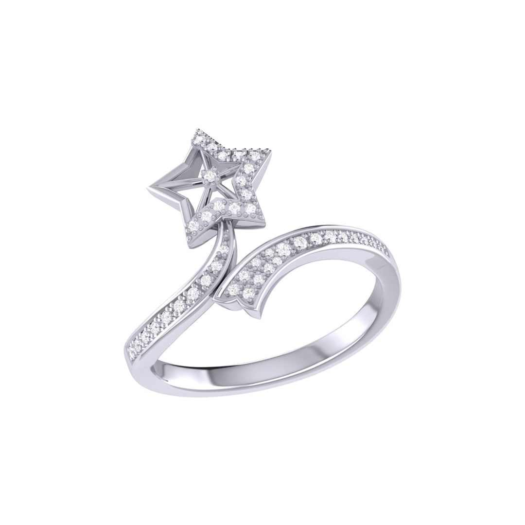 Lucky Star Twist Diamond Ring in 14K White Gold