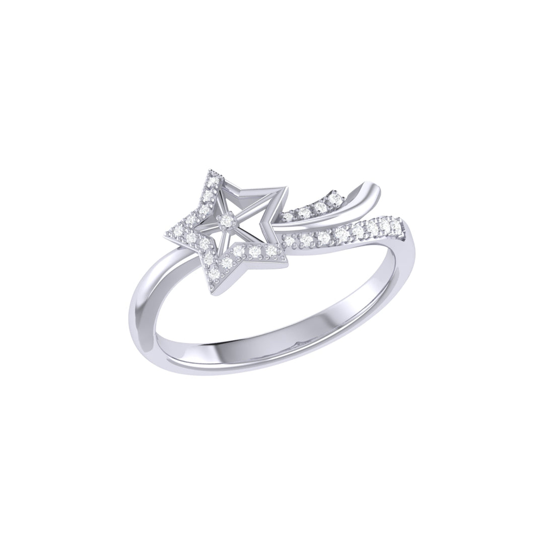 Shooting Star Sparkle Diamond Ring in Sterling Silver