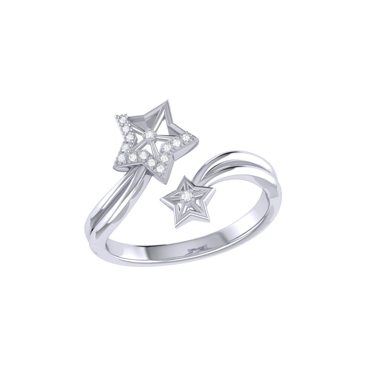 Gleaming Star Duo Diamond Ring in Sterling Silver