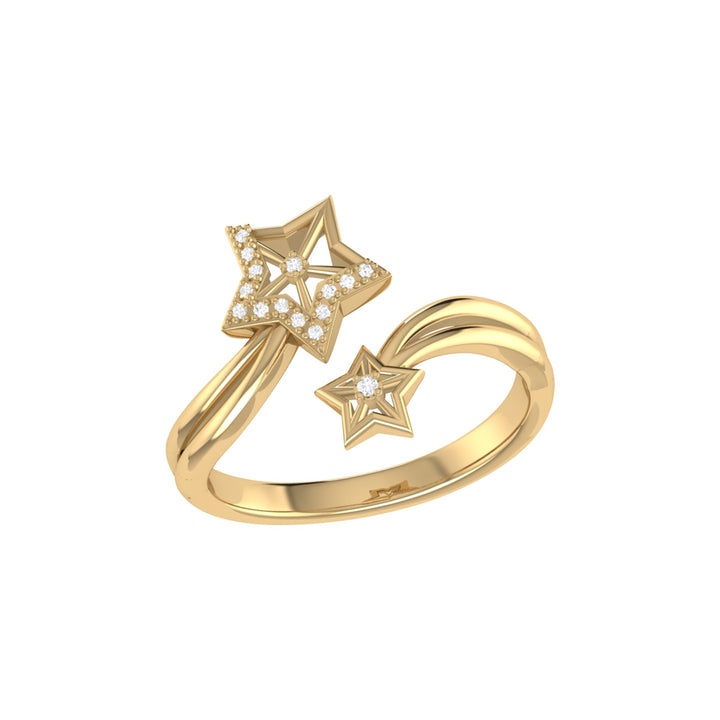 Gleaming Star Duo Diamond Ring in 14K Yellow Gold