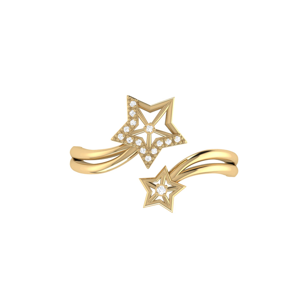 Gleaming Star Duo Diamond Ring in 14K Gold Vermeil on Sterling Silver