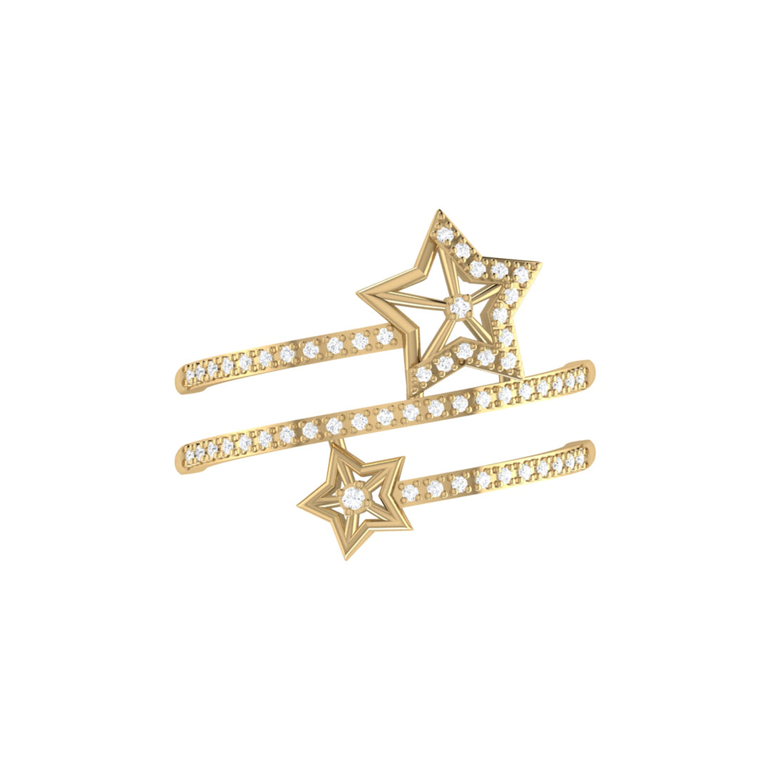 Glowing Stars Spiral Diamond Ring in 14K Yellow Gold