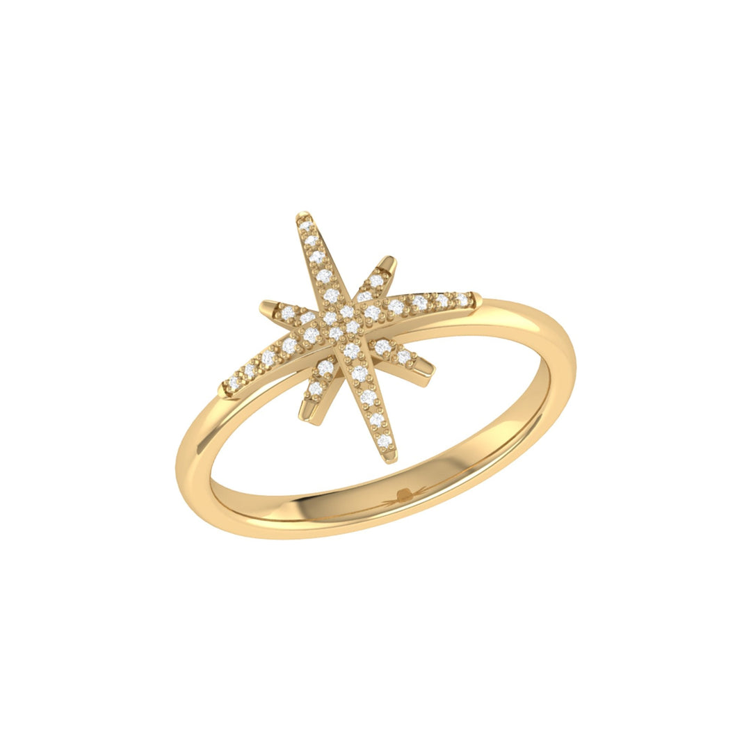North Star Diamond Ring in 14K Yellow Gold