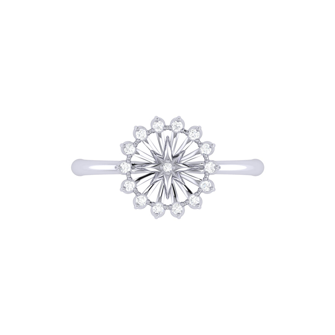 Starburst Diamond Ring in Sterling Silver