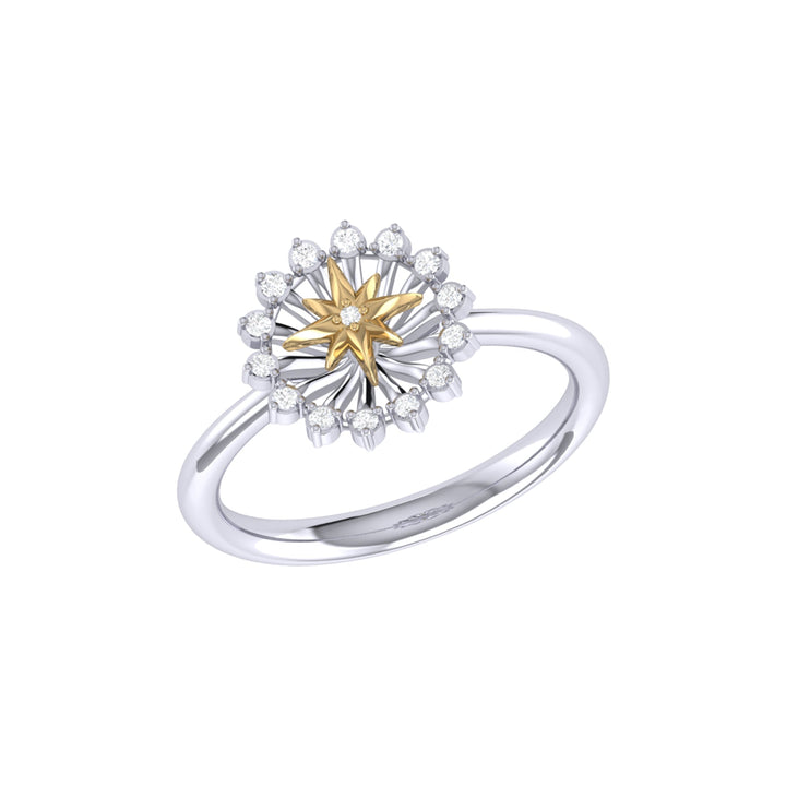 Starburst Two-Tone Diamond Ring in 14K Yellow Gold Vermeil on Sterling Silver