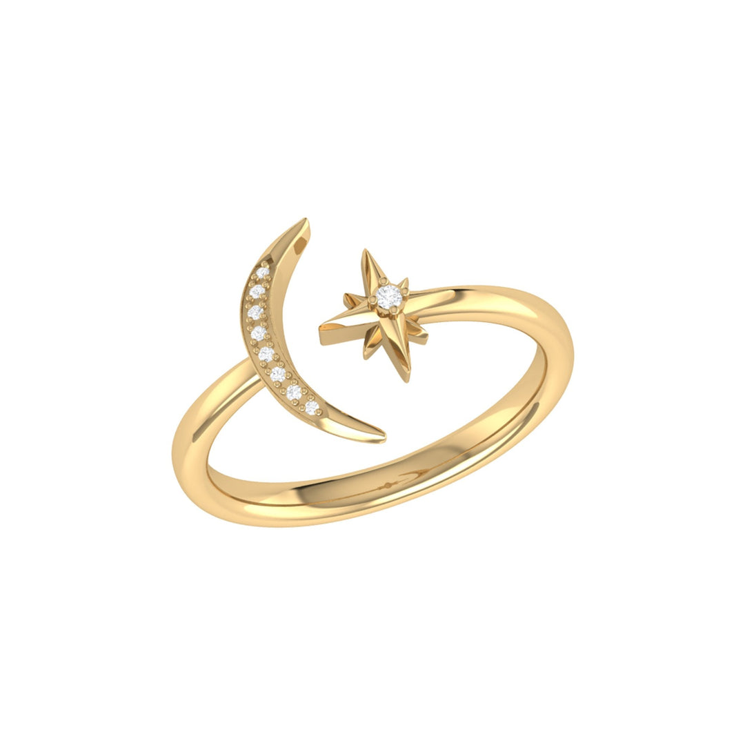 Starlit Moon Diamond Ring in 14K Yellow Gold