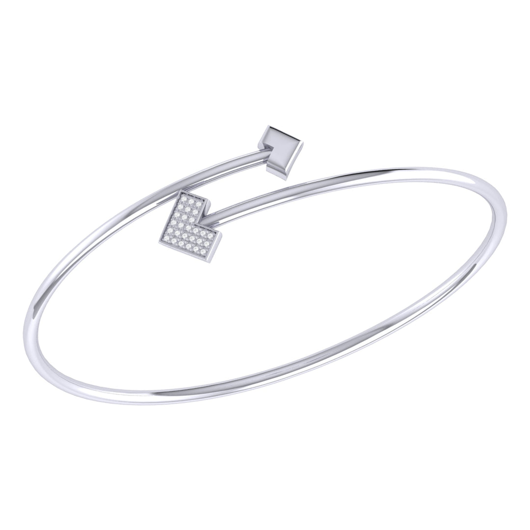 One Way Arrow Adjustable Diamond Bangle in Sterling Silver