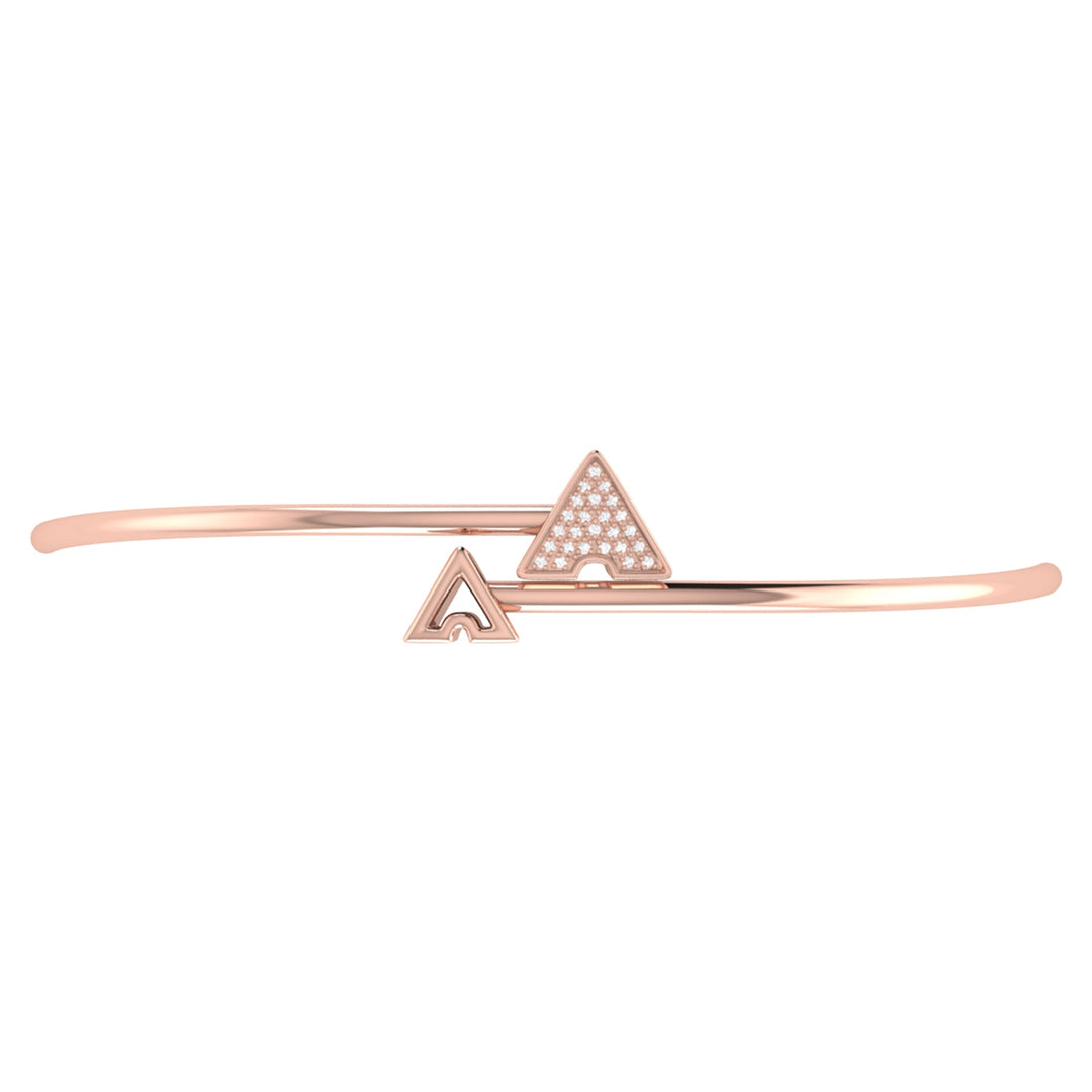 Skyscraper Triangle Roof Adjustable Diamond Bangle in 14K Rose Gold Vermeil on Sterling Silver