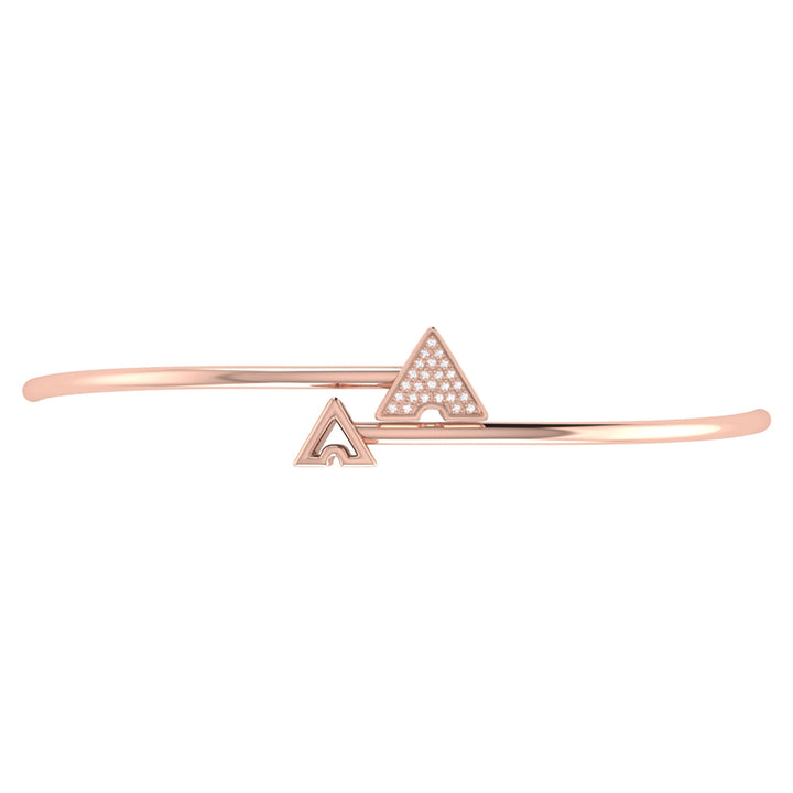 Skyscraper Triangle Roof Adjustable Diamond Bangle in 14K Rose Gold Vermeil on Sterling Silver