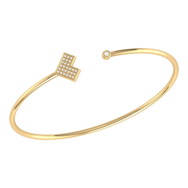 One Way Arrow Adjustable Diamond Cuff in 14K Yellow Gold Vermeil on Sterling Silver