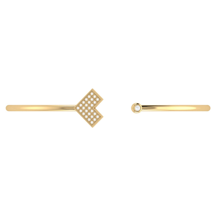 One Way Arrow Adjustable Diamond Cuff in 14K Yellow Gold Vermeil on Sterling Silver