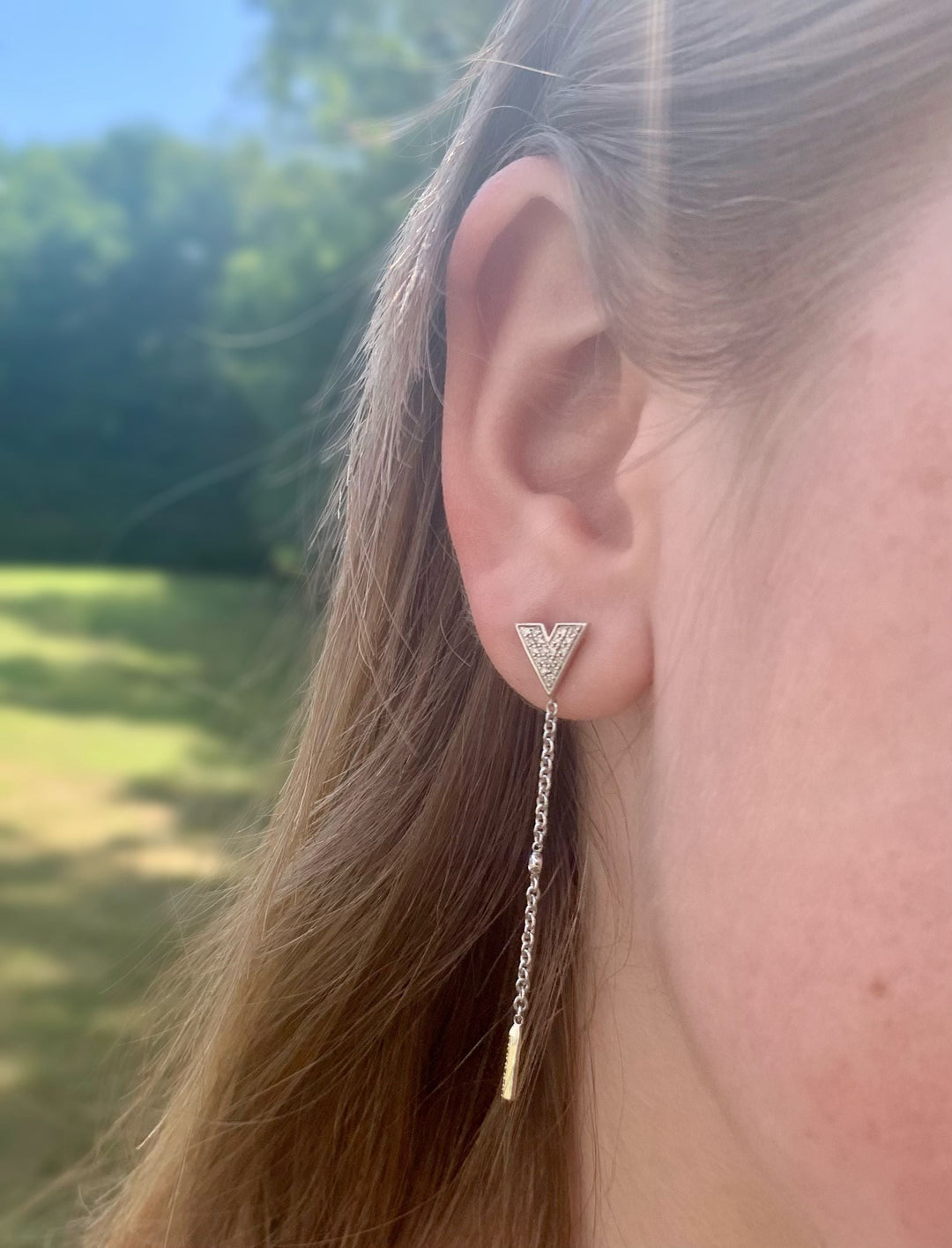 Rise & Grind Triangle Diamond Drop Earrings in 14K White Gold