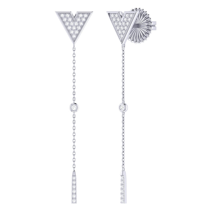 Rise & Grind Triangle Diamond Drop Earrings in Sterling Silver