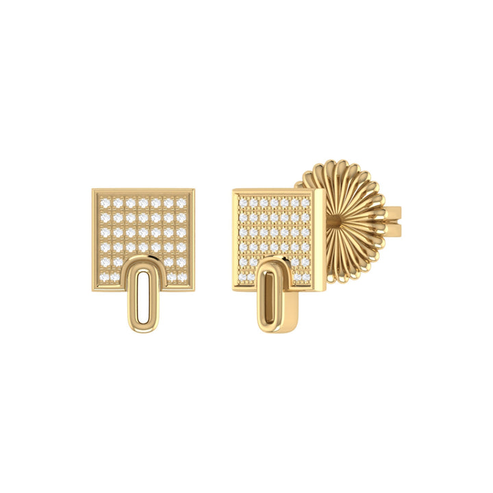 Sidewalk Square Diamond Stud Earrings in 14K Yellow Gold