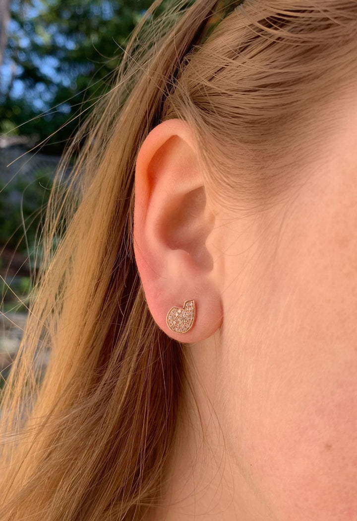 Street Cycle Open Teardrop Diamond Stud Earrings in 14K Rose Gold