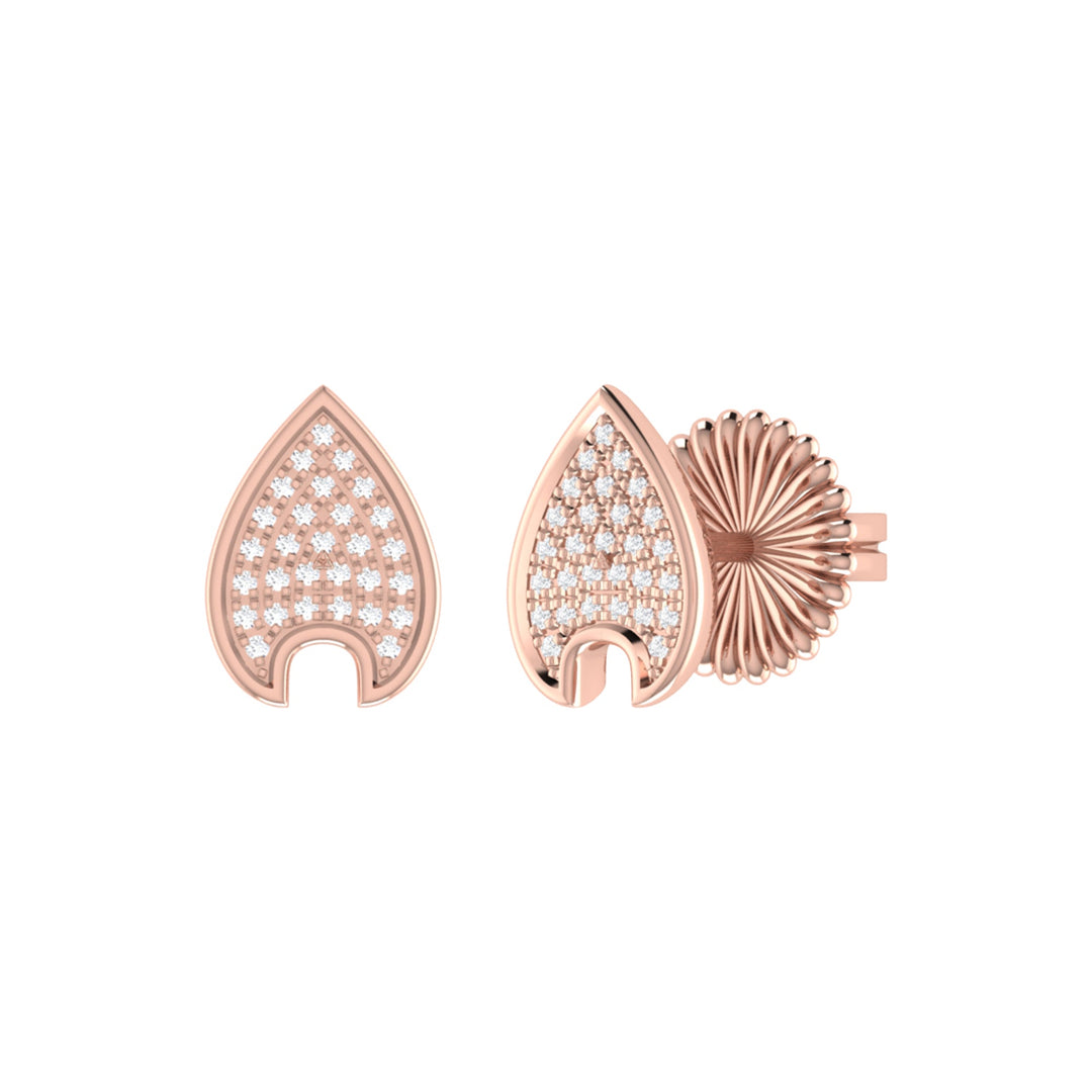 Raindrop Diamond Stud Earrings in 14K Rose Gold Vermeil on Sterling Silver
