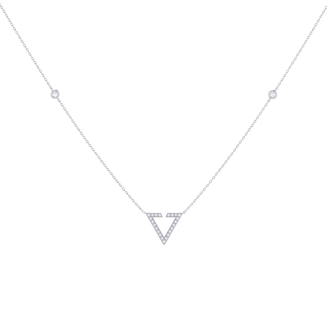 Skyline Triangle Diamond Necklace in 14K White Gold