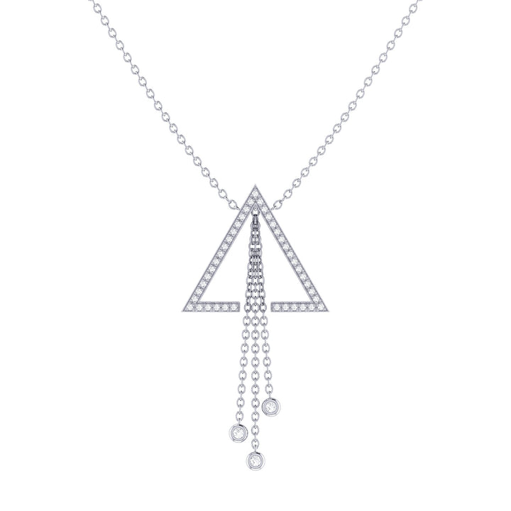 Skyline Triangle Bolo Adjustable Diamond Lariat Necklace in 14K White Gold