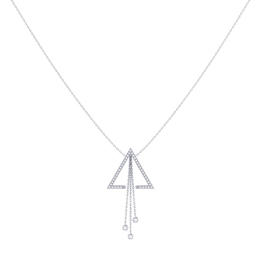 Skyline Triangle Bolo Adjustable Diamond Lariat Necklace in 14K White Gold