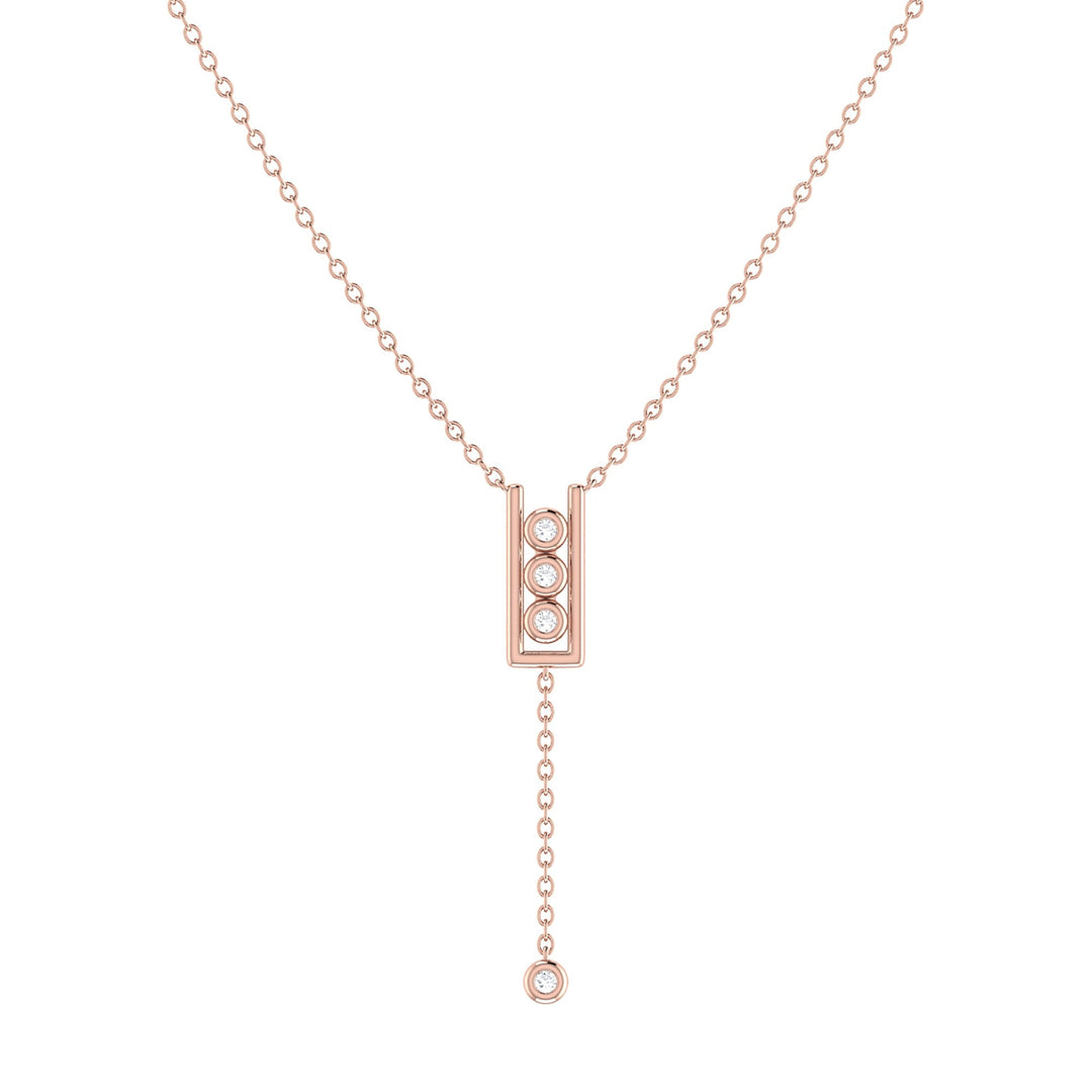Traffic Light Bolo Adjustable Diamond Lariat Necklace in 14K Rose Gold