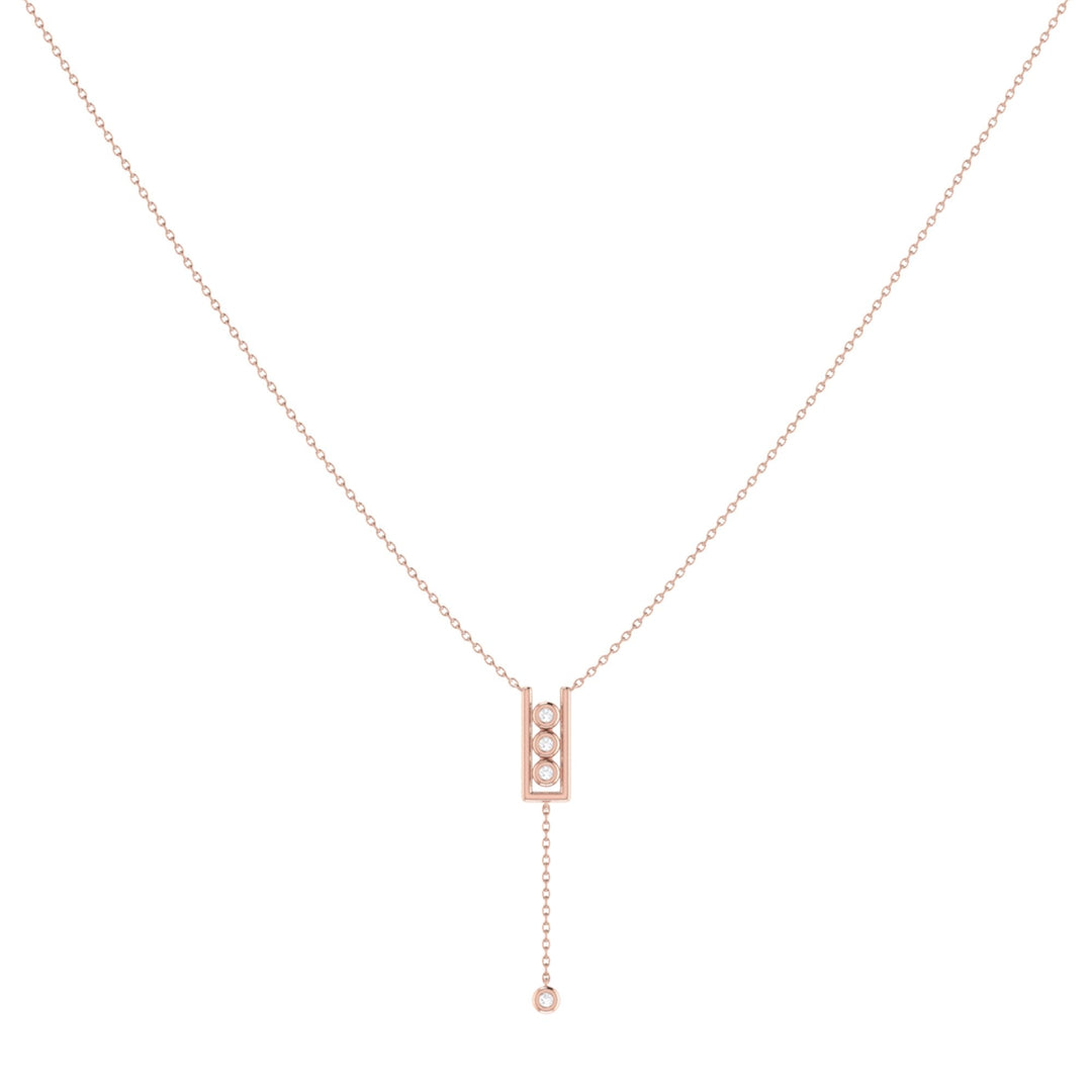 Traffic Light Bolo Adjustable Diamond Lariat Necklace in 14K Rose Gold