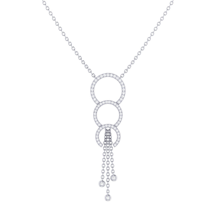 Chandelier Circle Trio Bolo Adjustable Diamond Lariat Necklace in 14K White Gold