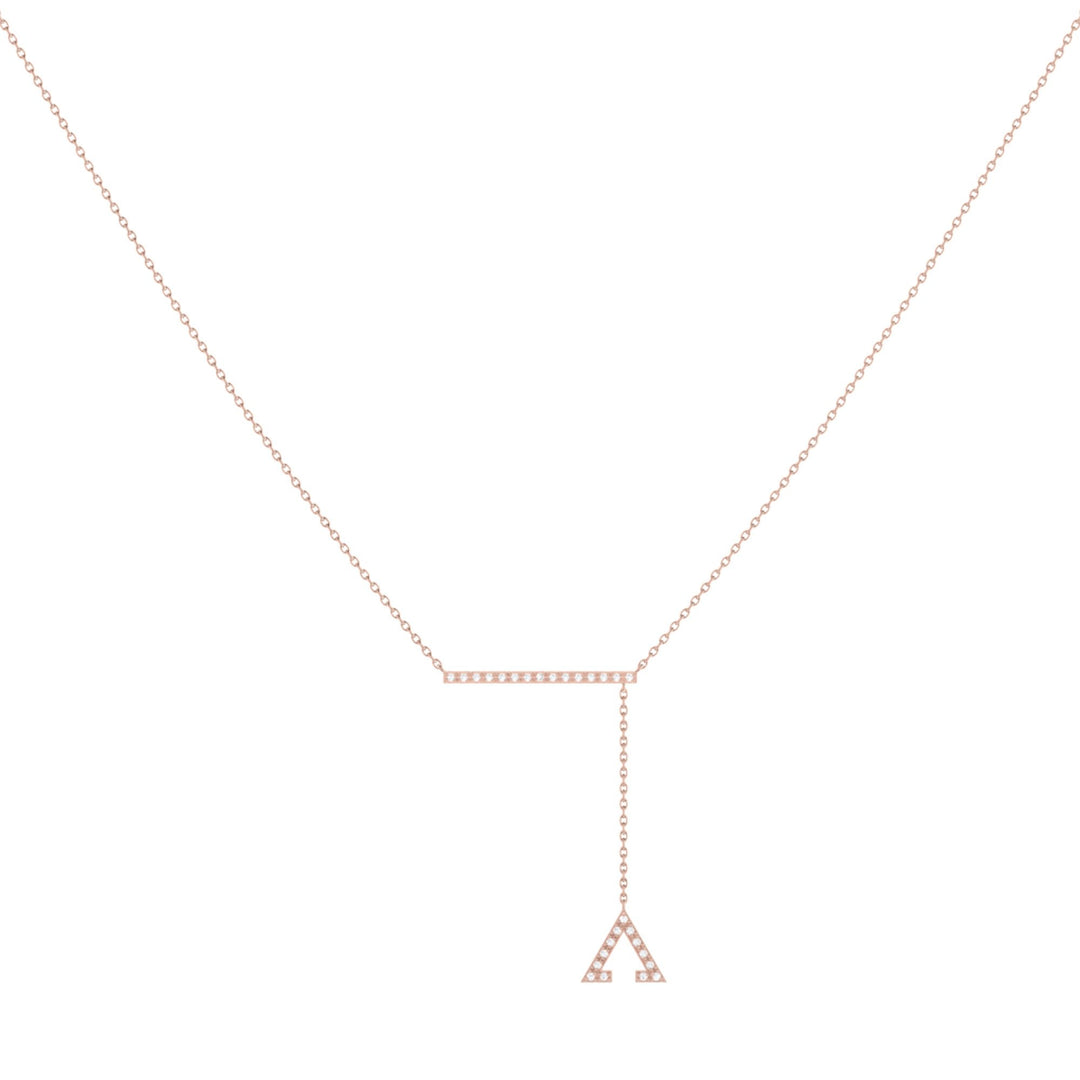 Crane Lariat Bolo Adjustable Triangle Diamond Necklace in 14K Rose Gold