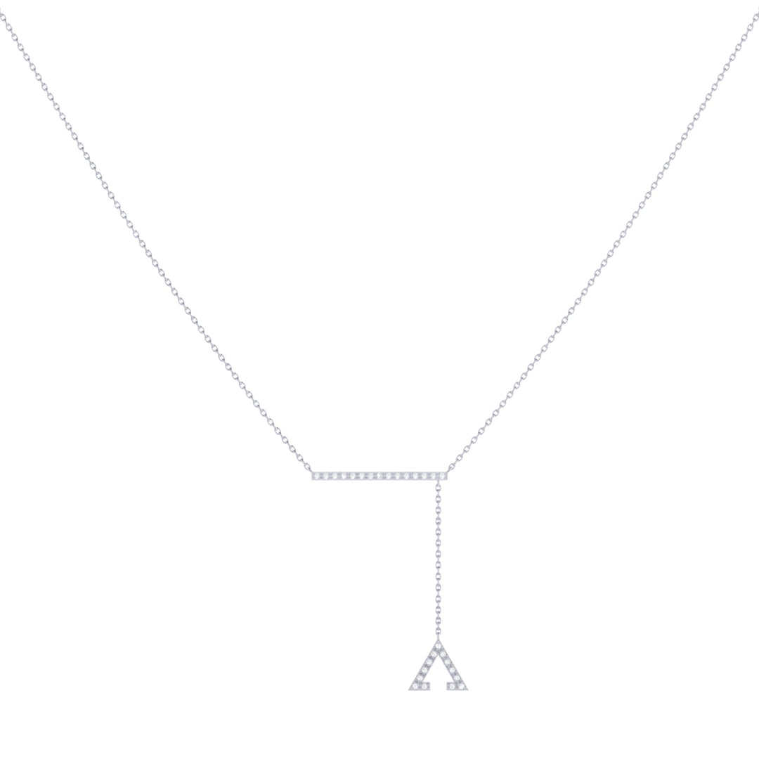 Crane Lariat Bolo Adjustable Triangle Diamond Necklace in Sterling Silver