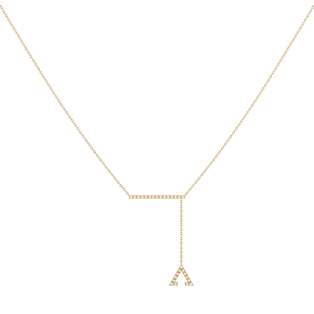 Crane Lariat Bolo Adjustable Triangle Diamond Necklace in 14K Yellow Gold Vermeil on Sterling Silver