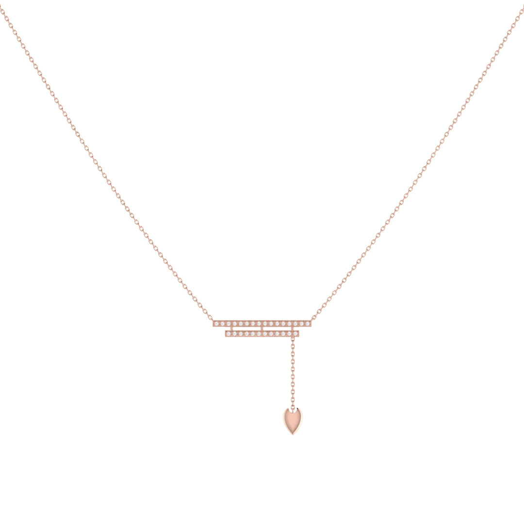 Wrecking Ball Double Bar Bolo Adjustable Diamond Lariat Necklace in 14K Rose Gold Vermeil on Sterling Silver