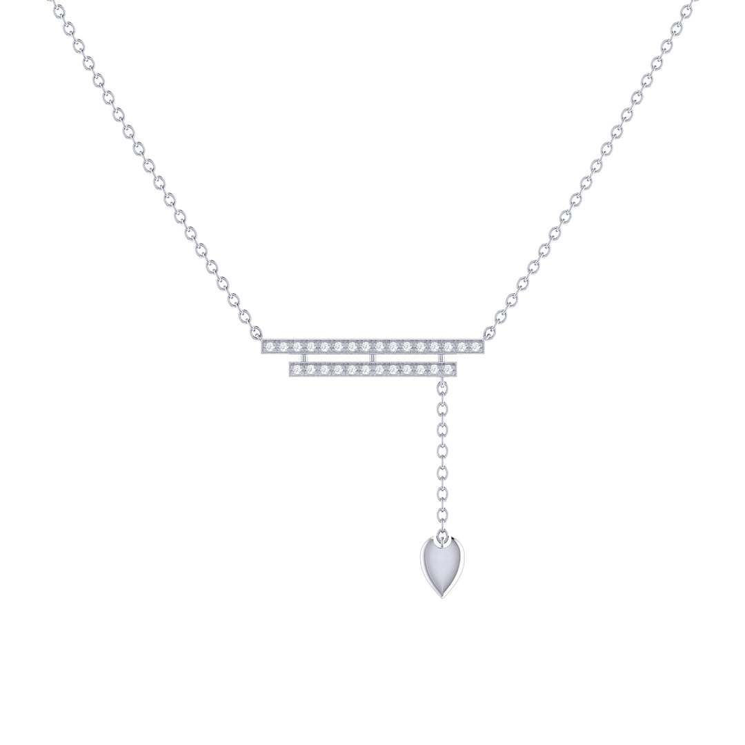 Wrecking Ball Double Bar Bolo Adjustable Diamond Lariat Necklace in Sterling Silver