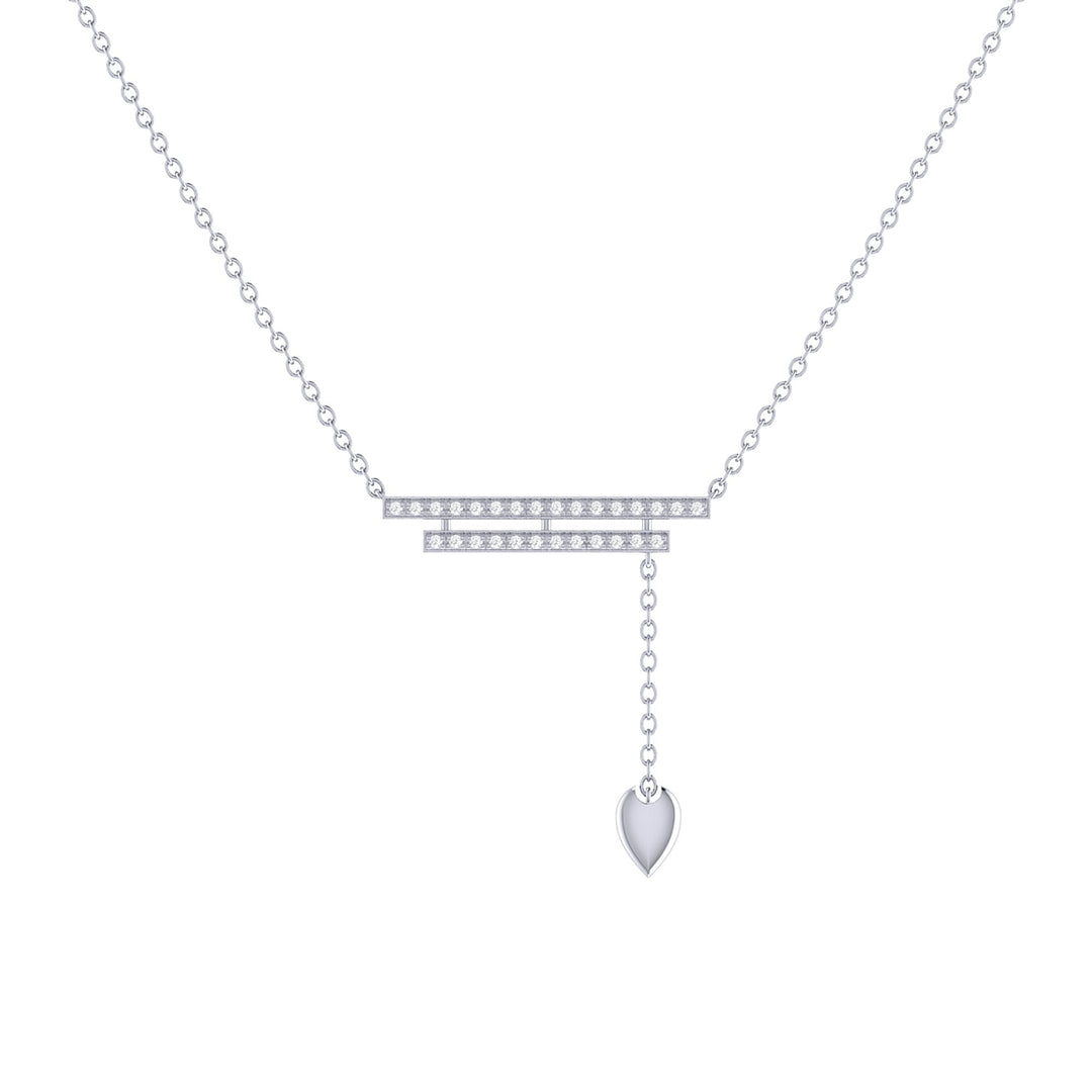 Wrecking Ball Double Bar Bolo Adjustable Diamond Lariat Necklace in 14K White Gold