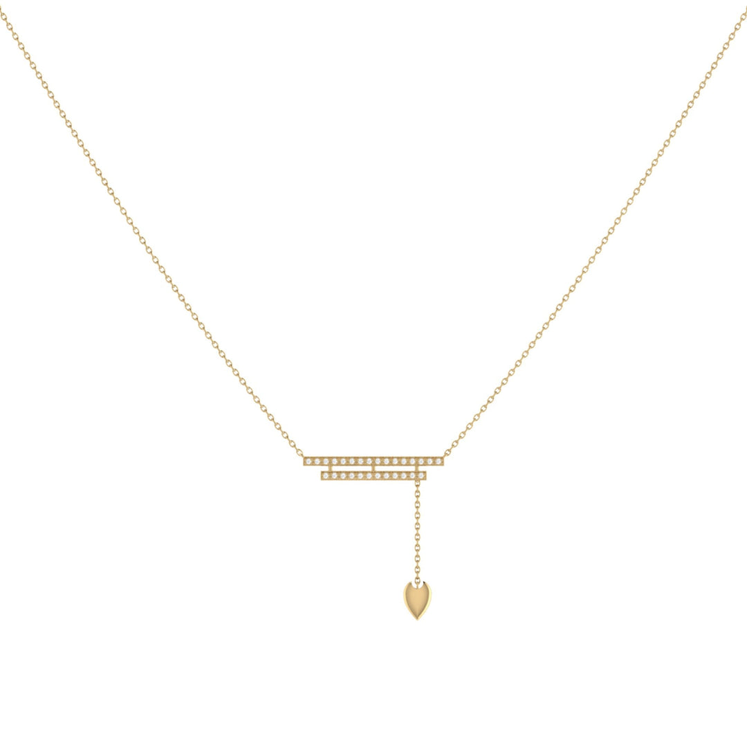 Wrecking Ball Double Bar Bolo Adjustable Diamond Lariat Necklace in 14K Yellow Gold