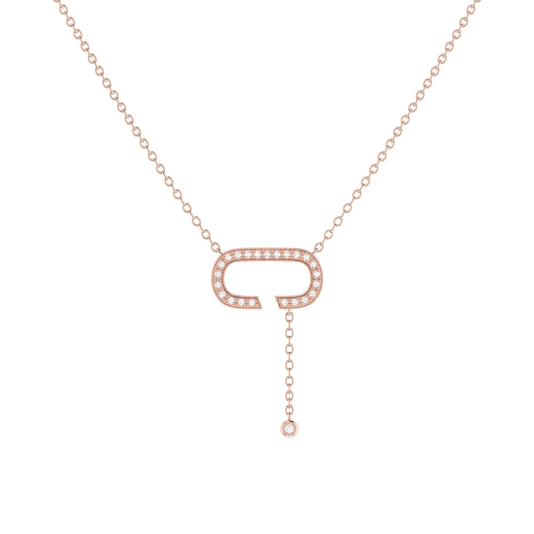 Celia C Bolo Adjustable Diamond Lariat Necklace in 14K Rose Gold Vermeil on Sterling Silver