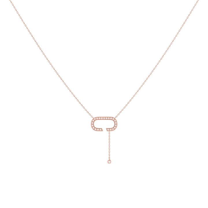 Celia C Bolo Adjustable Diamond Lariat Necklace in 14K Rose Gold Vermeil on Sterling Silver
