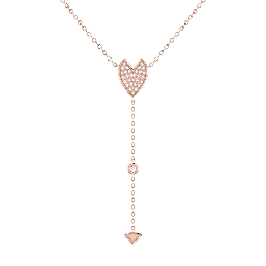 Raindrop Drip Diamond Y Necklace in 14K Rose Gold