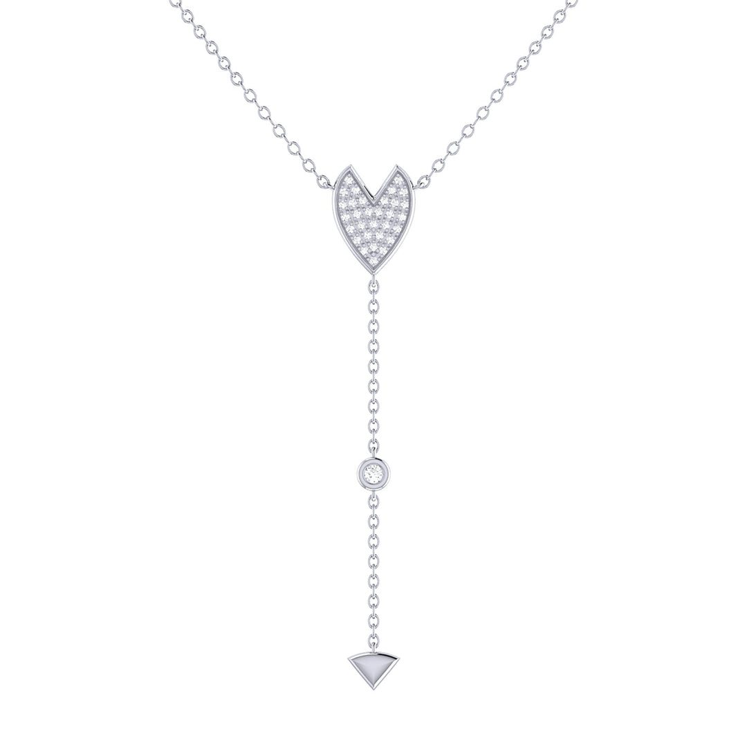 Raindrop Drip Diamond Y Necklace in Sterling Silver
