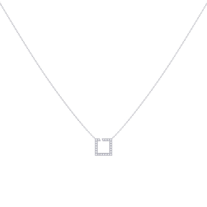 Street Light Diamond Square Necklace in Sterling Silver