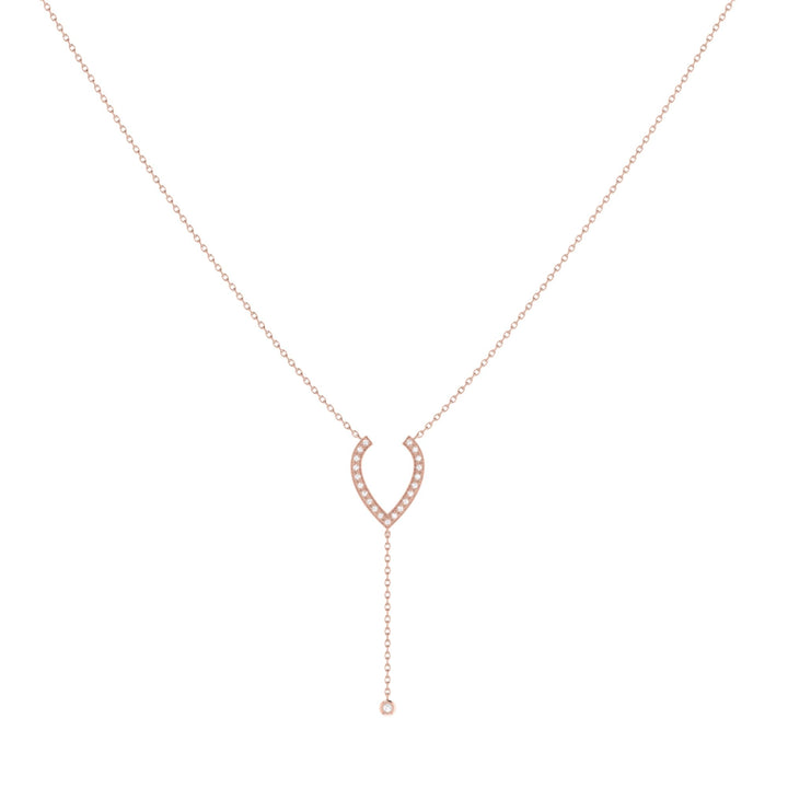 Drizzle Drip Teardrop Bolo Adjustable Diamond Lariat Necklace in 14K Rose Gold Vermeil on Sterling Silver