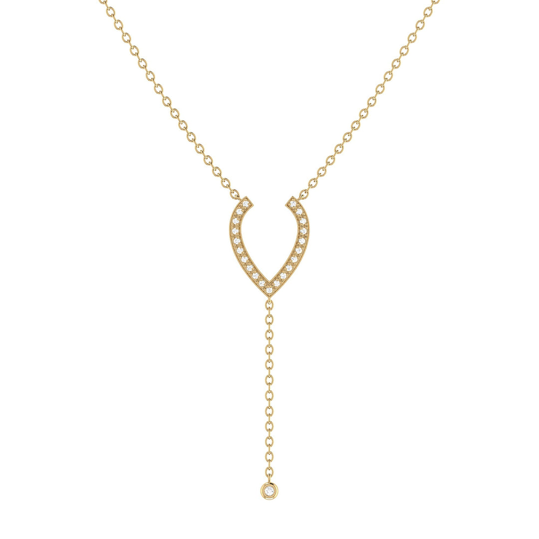 Drizzle Drip Teardrop Bolo Adjustable Diamond Lariat Necklace in 14K Yellow Gold