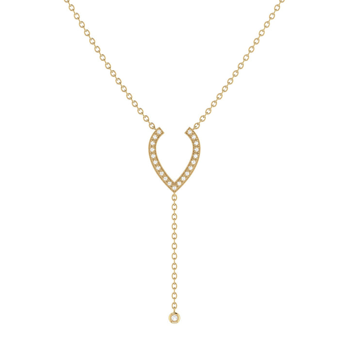 Drizzle Drip Teardrop Bolo Adjustable Diamond Lariat Necklace in 14K Yellow Gold