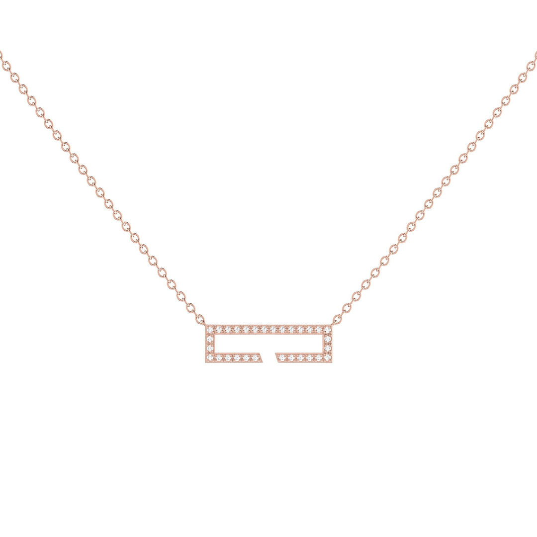 Swing Rectangle Diamond Necklace in 14K Rose Gold