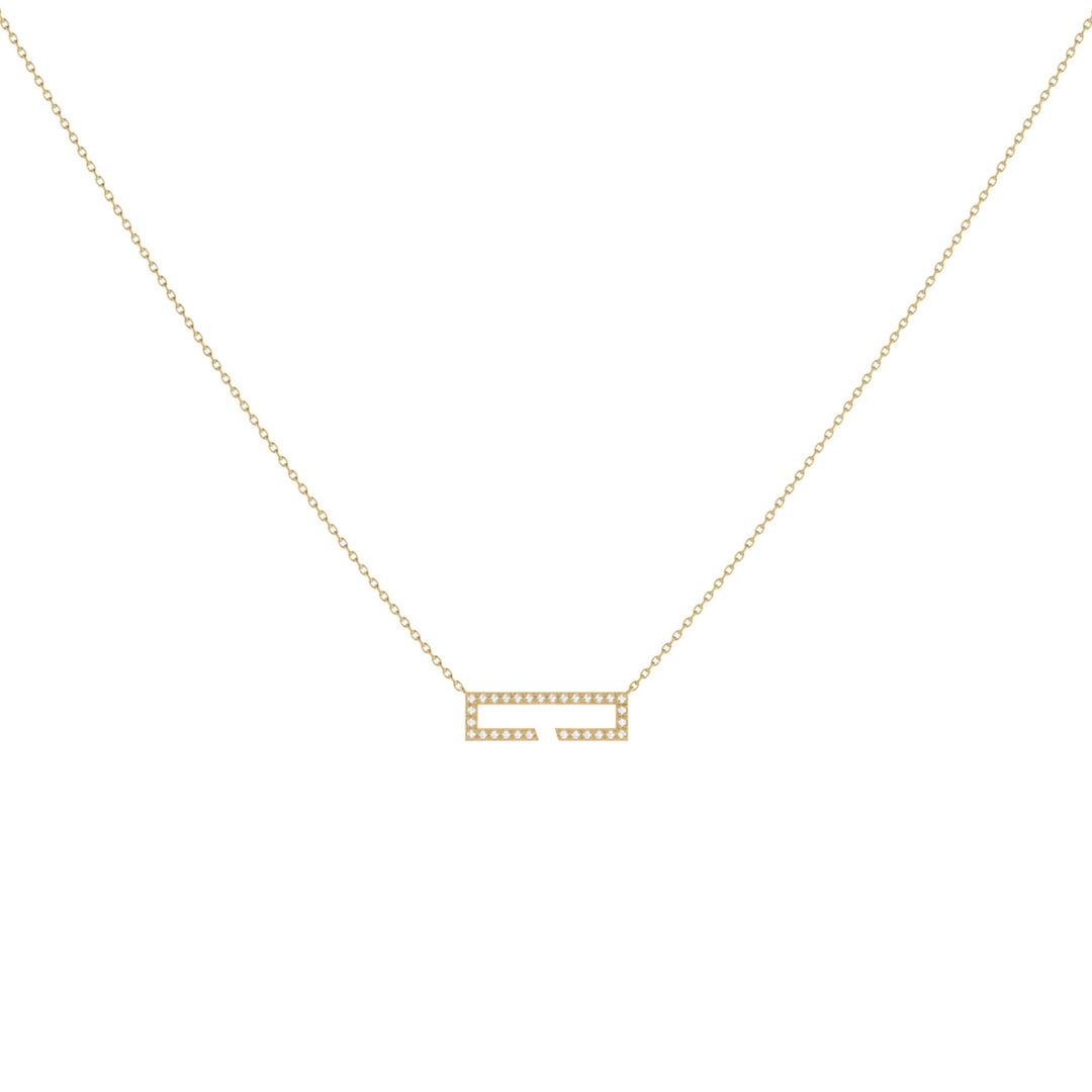 Swing Rectangle Diamond Necklace in 14K Yellow Gold