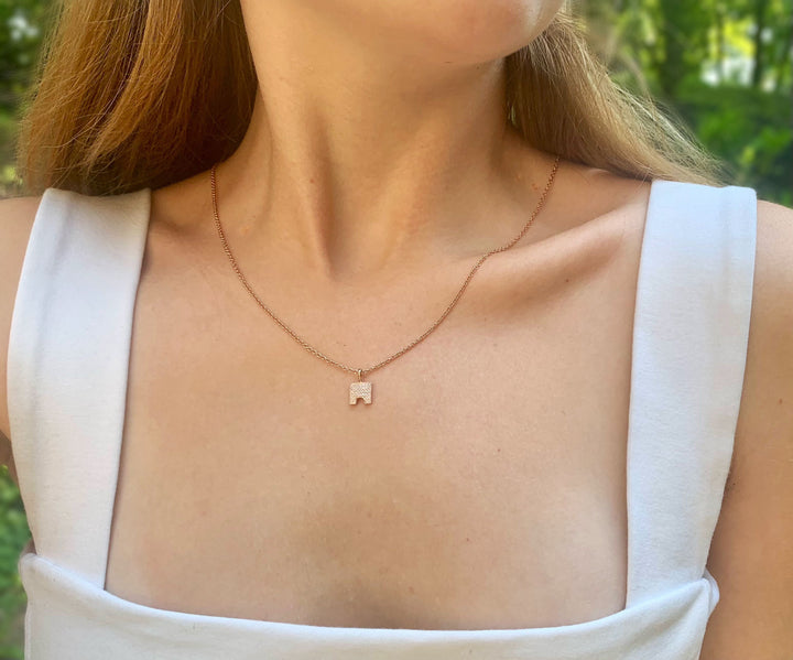 City Arches Square Diamond Pendant in 14K Rose Gold Vermeil on Sterling Silver