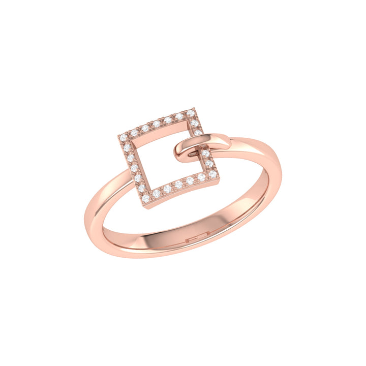 On The Block Square Diamond Ring in Sterling Silver in 14K Rose Gold Vermeil on Sterling Silver