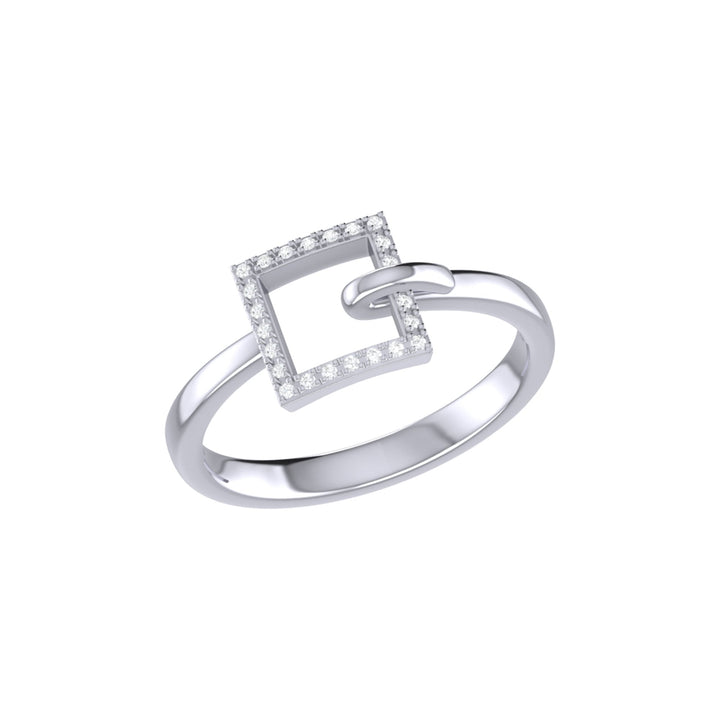 On The Block Square Diamond Ring in 14K White Gold