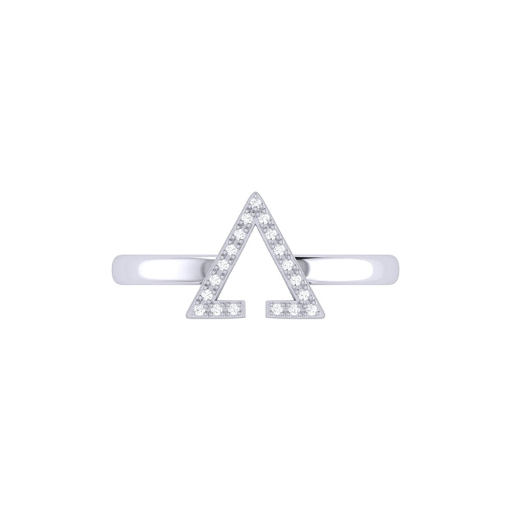Aim High Open Triangle Diamond Ring in 14K White Gold