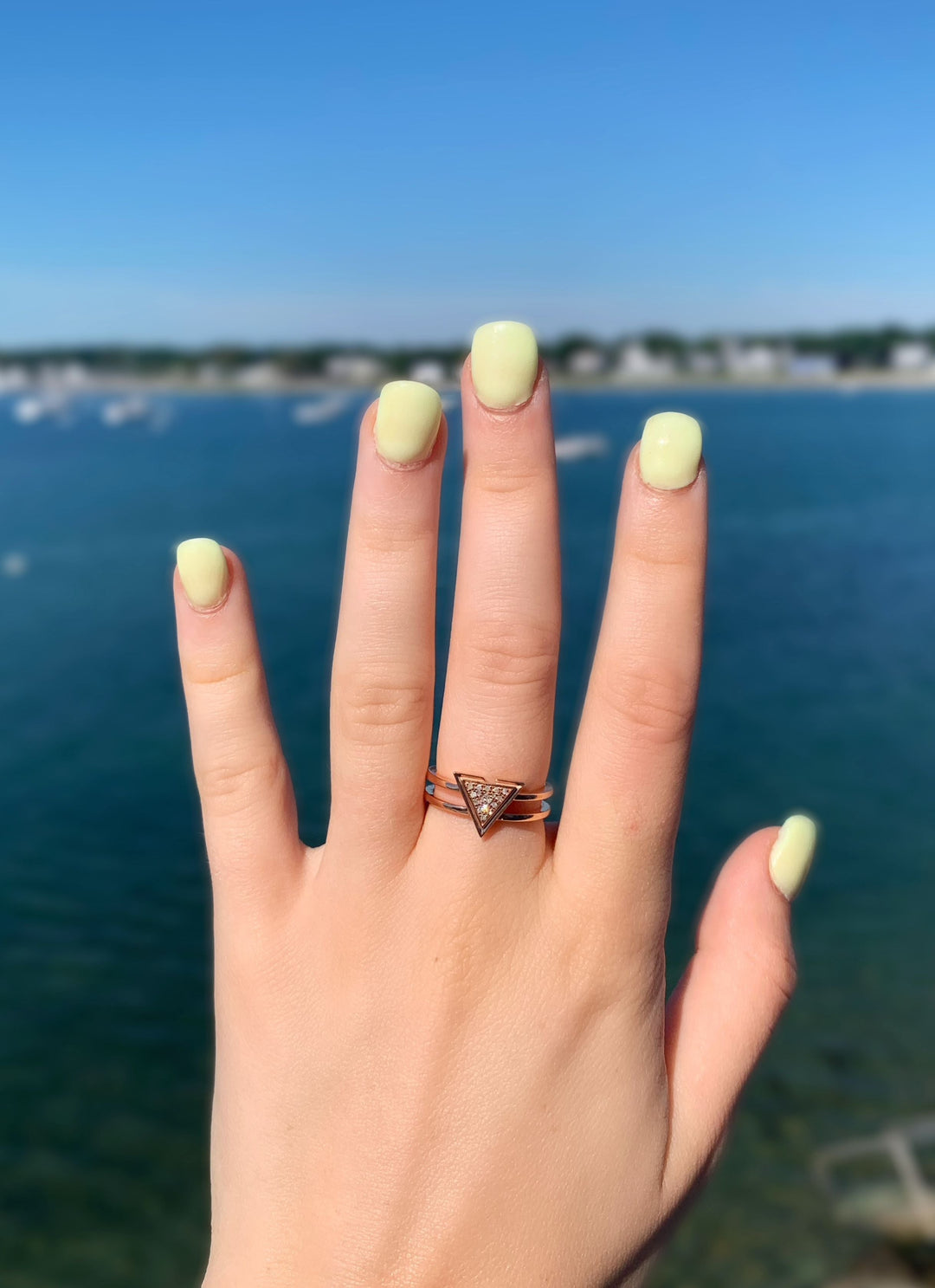 On Point Triangle Diamond Ring in 14K Rose Gold Vermeil on Sterling Silver